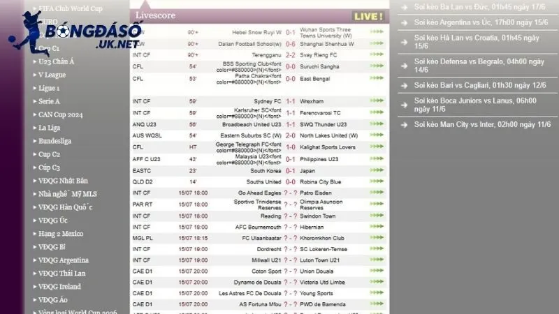 Live Score là cập nhật thông tin diễn biến và tỷ số trận đấu theo thời gian thực